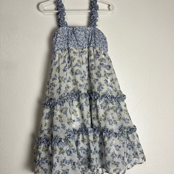 Little Kids Blue Floral Dress - Picture 2 of 4